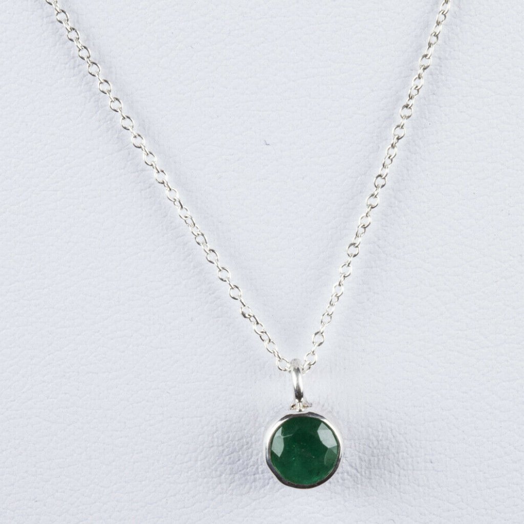 Sterling Silver Faceted Emerald Astrology Pendant